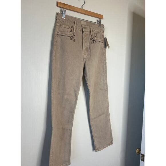 NWT Mother The Tomcat High Waist Stretch Ankle Straight Leg Jeans Tan Size:28 - Picture 3 of 9